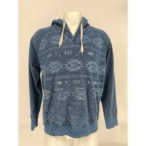 American Eagle Vintage Blue Pullover Hoodie Aztec Cotton Southwest  Men's Large